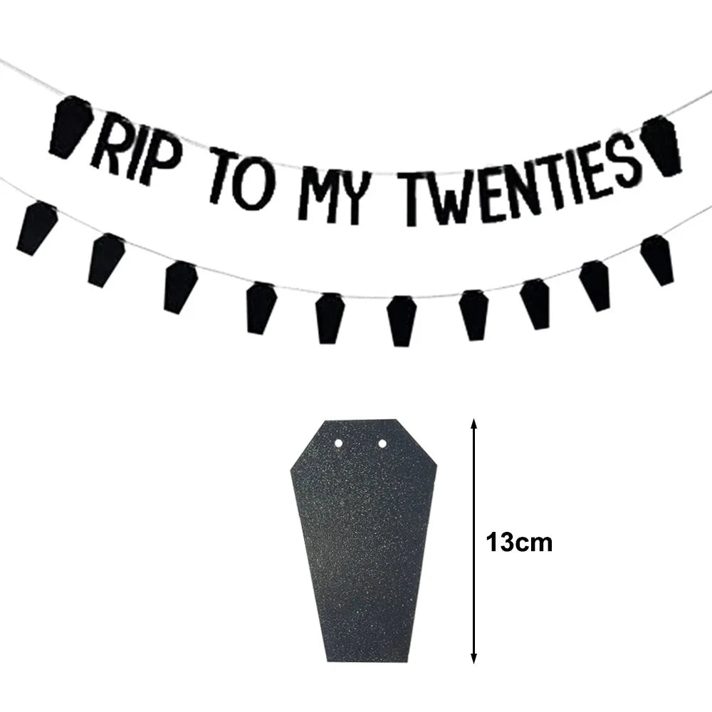 Black 30th Birthday Decorations Women or Men Death to My Twenties Banner Number 30 Balloons Rip to My Bitrthay Decorations Good Vibrations