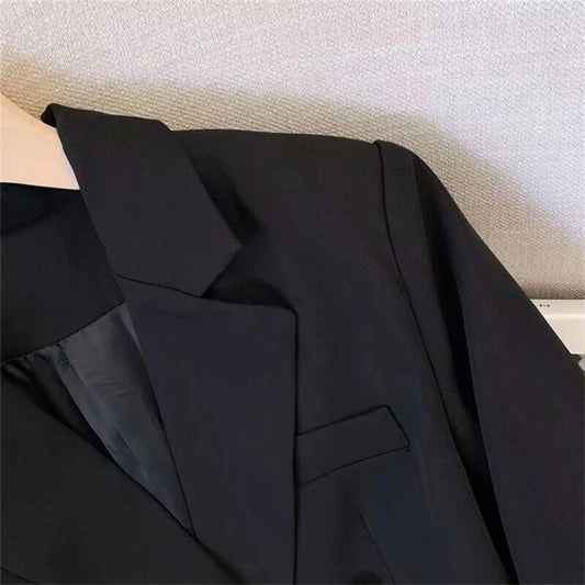 Blazer For Women Elegant Suit Jacket Loose Long Sleeve Jacket Beige Casual Solid Color Blazer Fashion Lapel Neckline Style Good Vibrations