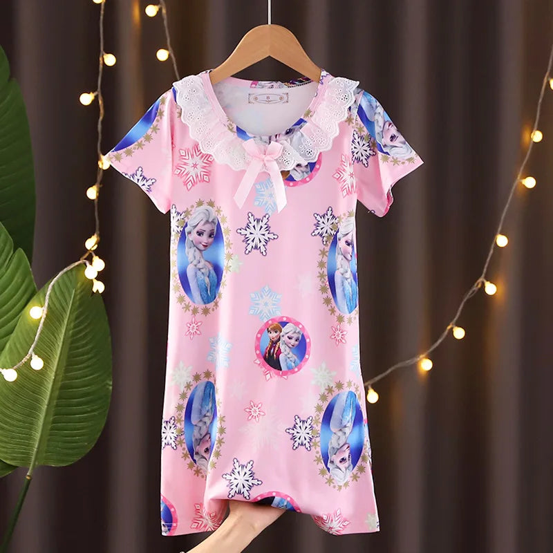 New Baby Girl Kuromi Nightgown Summer Children Short SLeeve Cartoon Nightdress Girls Clothing Children's Pajamas Dress 3-12T Good Vibrations