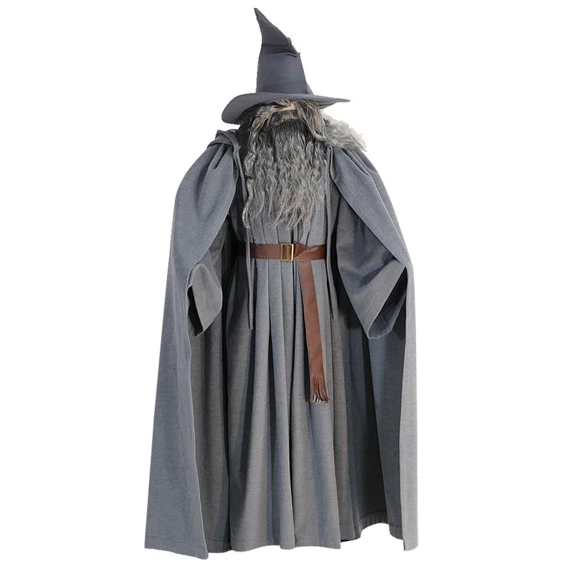 25 Wizard Costumes with Grey Cloak No Wig and No Beard Thick Woolen Suit with Exquisite Design Halloween Fancy Party Costumes Good Vibrations
