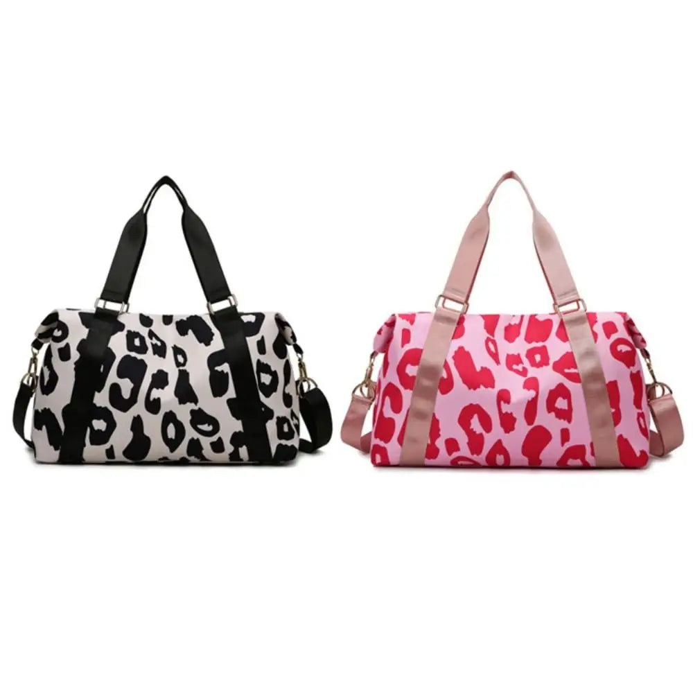 Oxford Leopard Print Duffle Bag Multi-functional Underarm Bag Fitness Shoulder Bag Large Capacity Tote Bag Luggage Handbag Good Vibrations