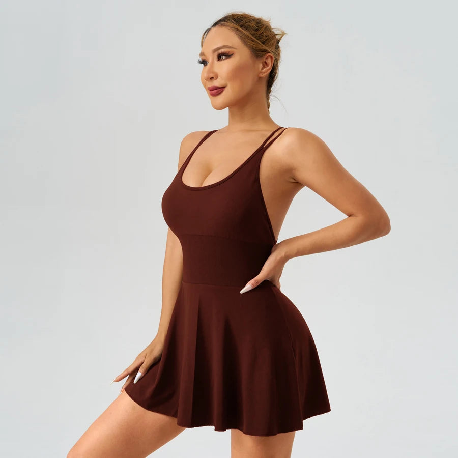 Summer Tennis Wear Womens Dresses Sportswear Woman Gym Dresses Bra Jumpsuit Shorts Leggings Women's Tracksuit Sport Yoga Clothes Good Vibrations