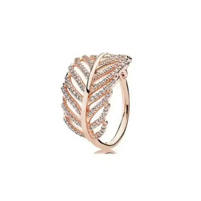 Fashion Jewelry 925 Sterling Silver Classic Rose Gold Series Ring Shining Crown Charm Ring Women's Birthday Exquisite Gift Good Vibrations