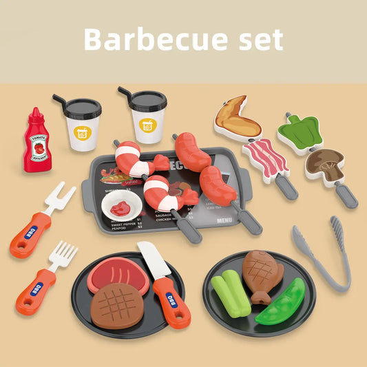 Children's toys: Pretend play, barbecue, fast food, pizza, sushi, afternoon tea, desserts, kitchen food, toy sets Good Vibrations