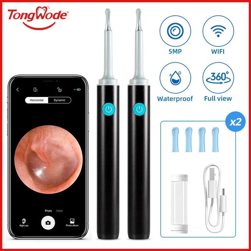Wireless Visual Ear Endoscope Spoon Safe Silicone Earpick 5MP Camera Ear Wax Remover Luminous Otoscope 3.9mm Ear Cleaning Tools Good Vibrations
