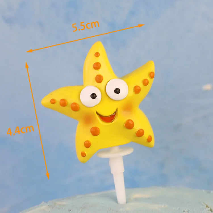 Mermaid Theme Cake Toppers Shell Starfish Fish Tail Children Girl Birthday Wedding Baby Shower Party Cake Decorations Supplies Good Vibrations