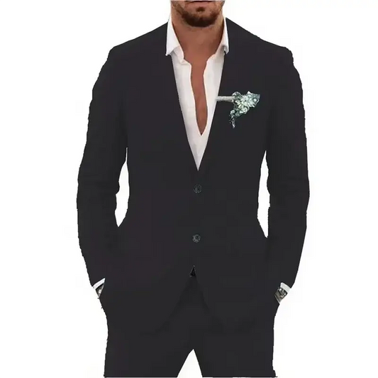 Summer Casual Linen Suit for Men 2 Pieces Blazer Pant Set Notched Lapel Formal Slim Fit Wedding Suit Prom Suits Groom Tuxedo Good Vibrations