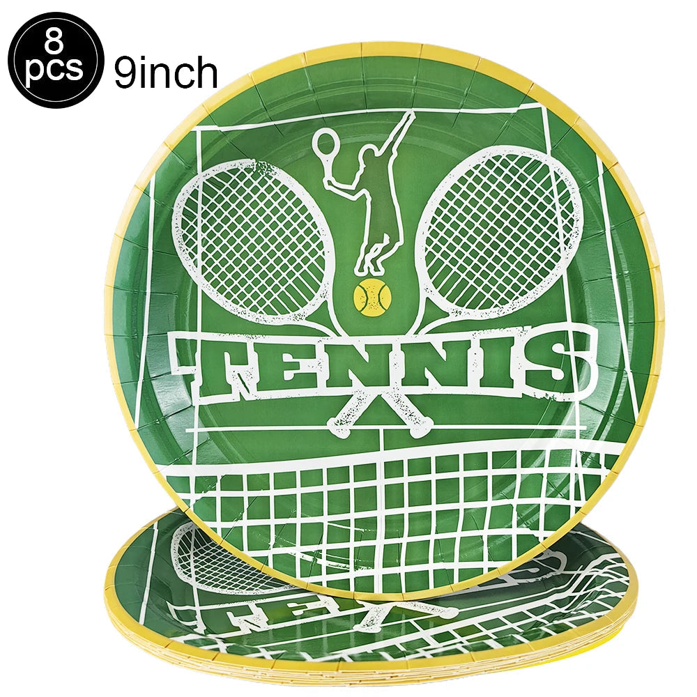 Tennis Party Supplies Paper Plate Napkin Cup Tableware for Boys Baby Shower Tennis Ball Sports Themed Party Birthday Decoration Good Vibrations