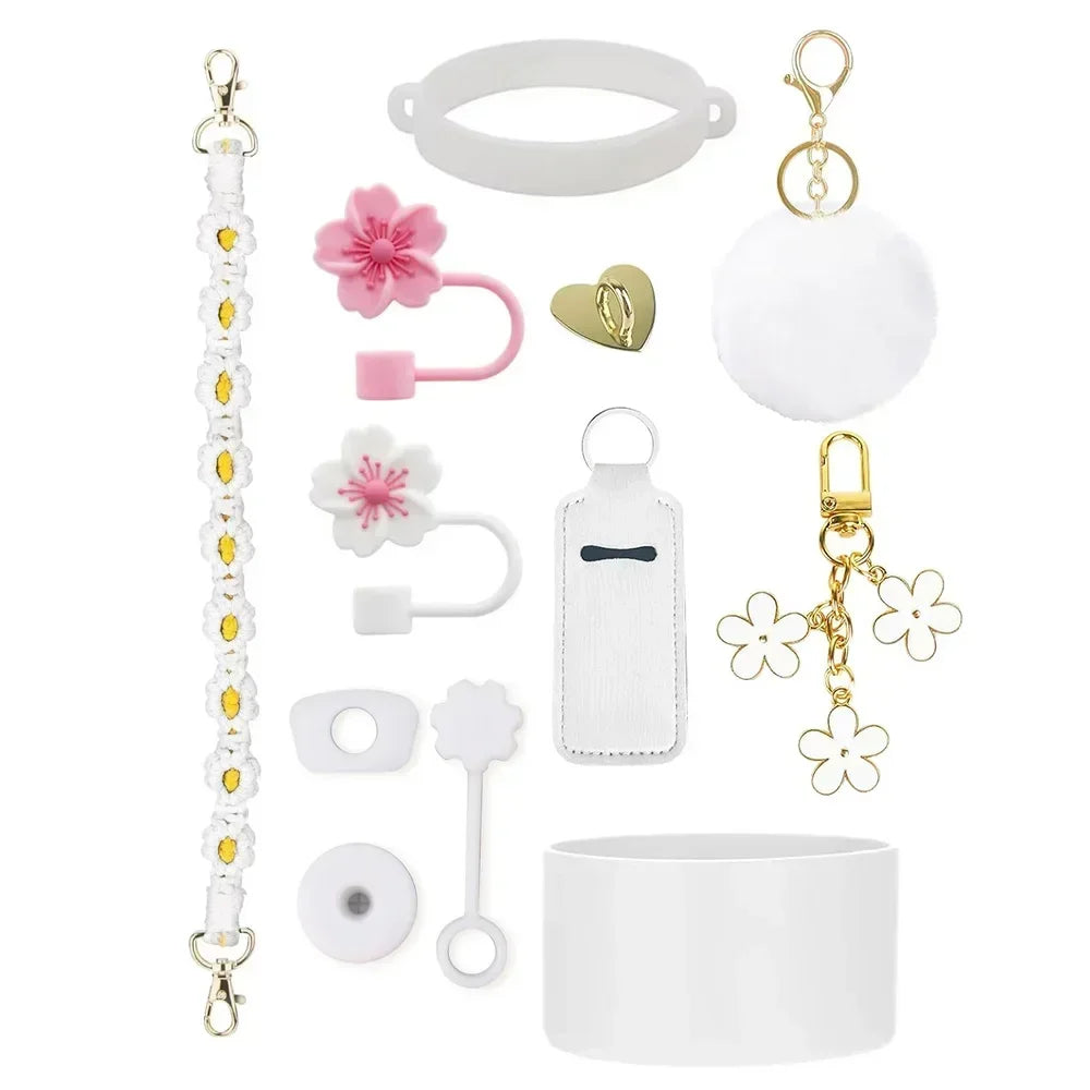 12PCS Accessories for Stanley Cup 30oz 40oz Tumbler Water Bottle Handle Strap Straw Toppers Keychain Charms Silicone Cup Boot Good Vibrations Adult Super Store