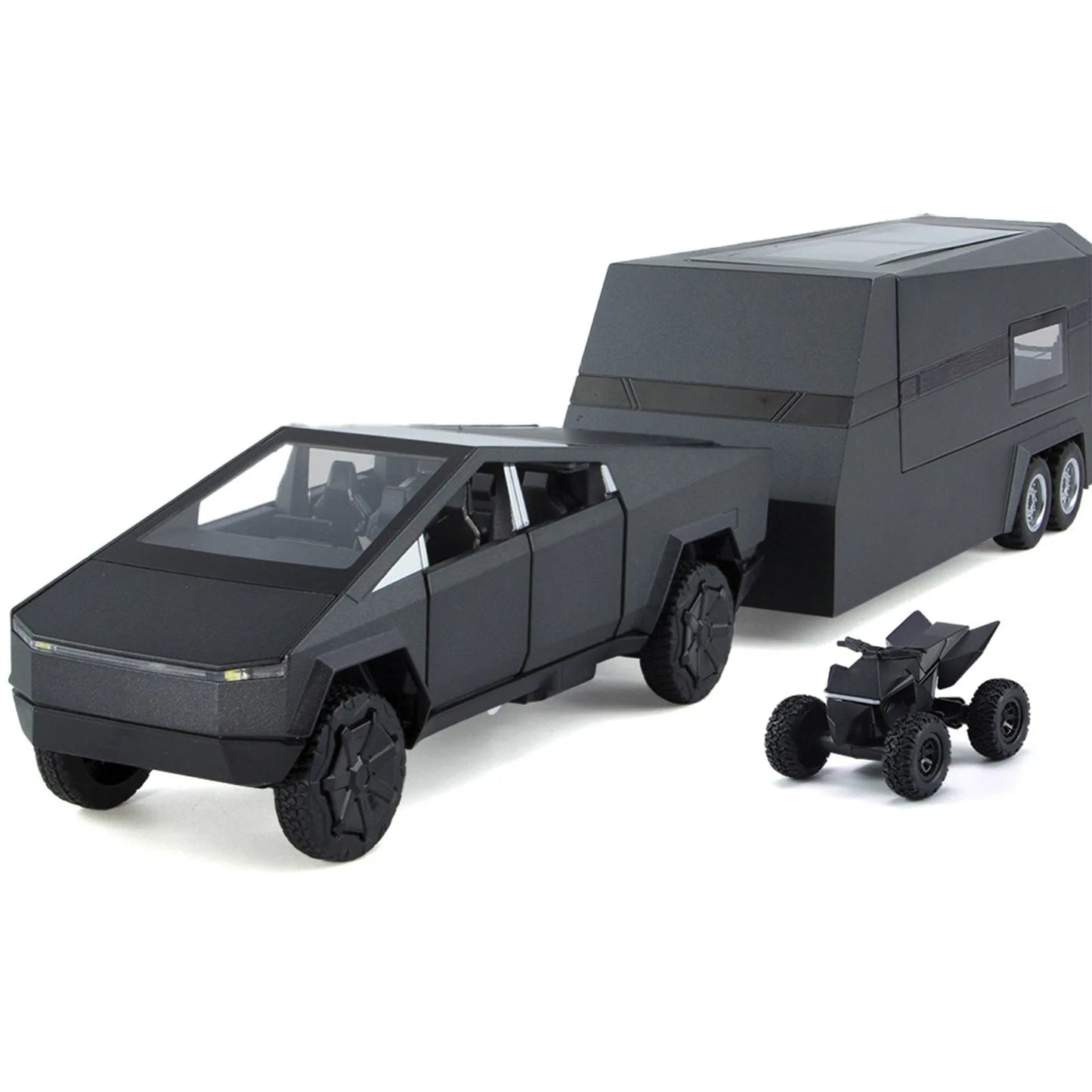 1:32 Toy Trucks for Boys Cybertruck Model Silver Pickup Truck Diecast Metal Toy Cars with Sound and Light for Kids Good Vibrations