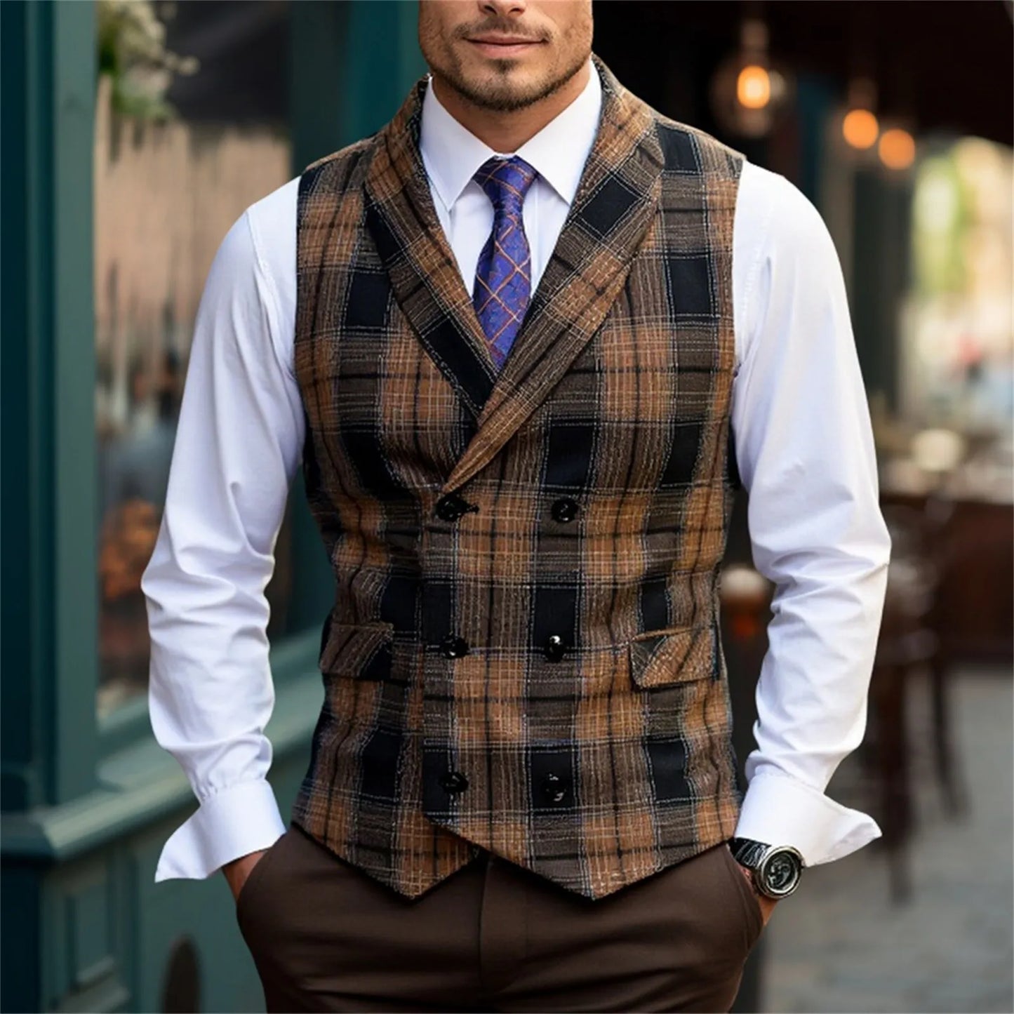 2025 Men's Spring Casual Single Button Suit Vest V Neck New Style British Men's Suit Vest Waistcoat Formal Business Suit Vest