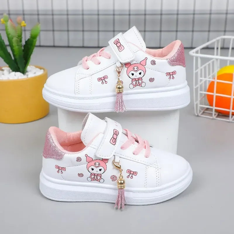 2025 Children's Little White Shoes Girls' Student Flat Bottom Casual Sports Shoes Low Top Spring Korean Plate Shoes Good Vibrations