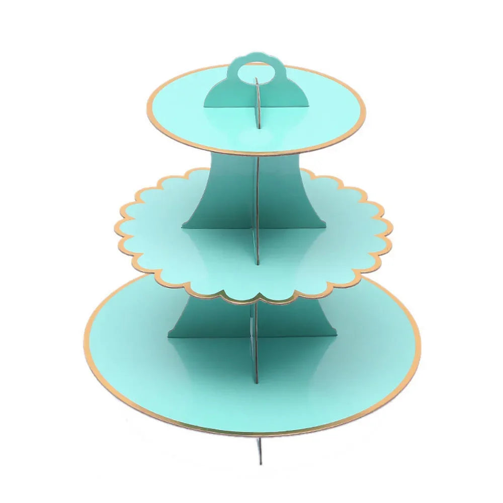 3-Layer Cake Stand Afternoon Tea Wedding Plate Party Tableware Disposable Birthday Tower Suitable for Wedding Good Vibrations