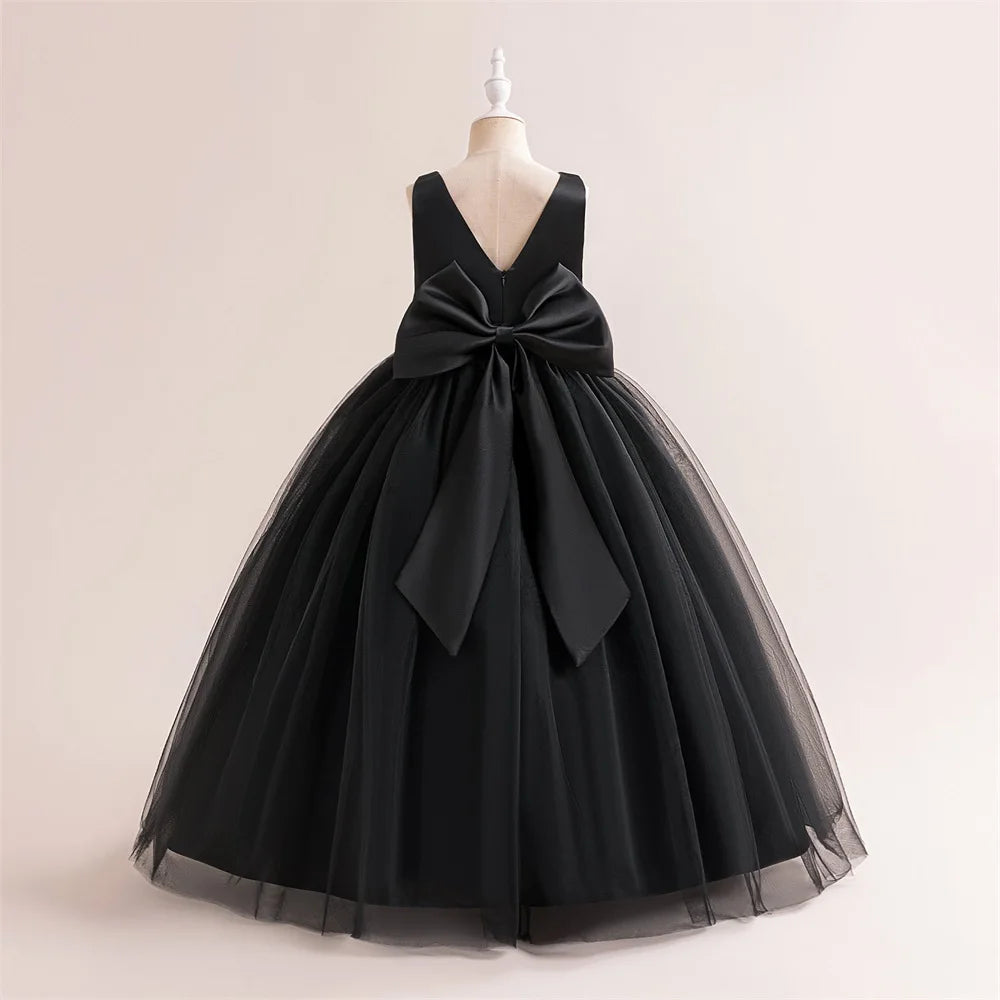 Girl Long White Bridesmaid Dresses For Wedding Prom Gown Big Bow Girls Party Dress Kids First Communiom Formal Evening Vestidos Good Vibrations