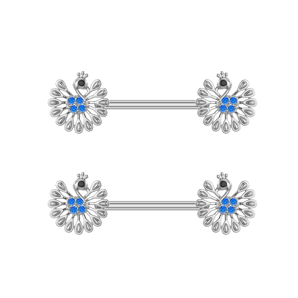 2pcs Steel Bear Dangled Zircon Nipple Piercing Sexy Breast Cover for Women Fashion Starfish Heart Shield Bar Barbell Nipple Ring Good Vibrations Adult Super Store