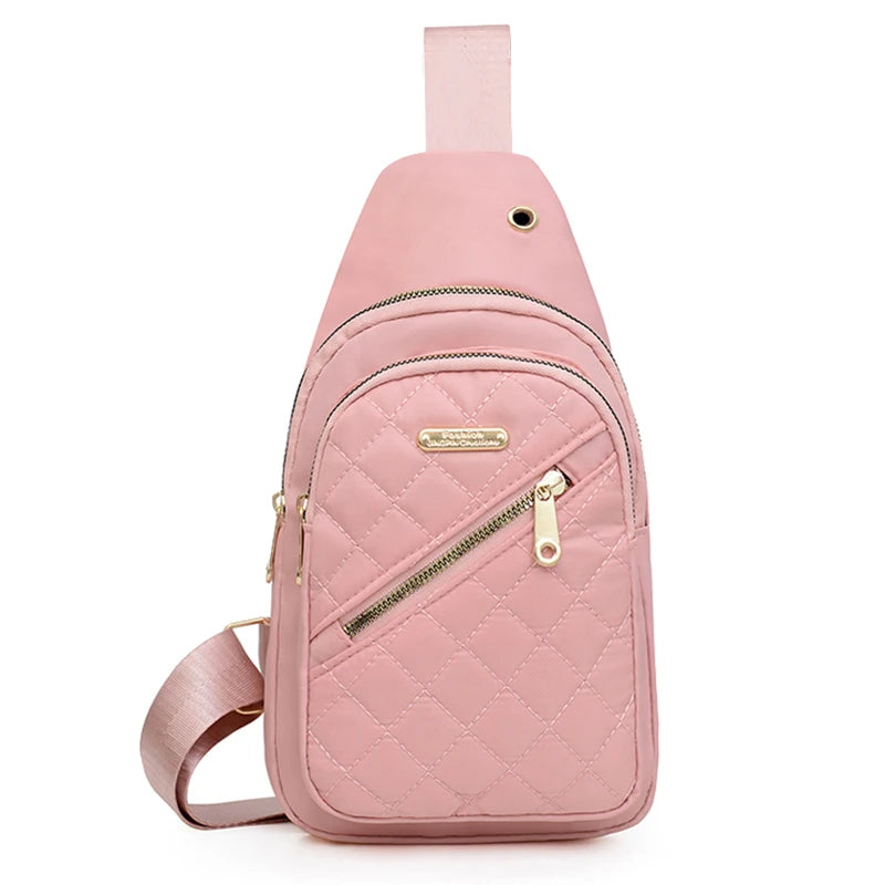 Neutral style backpack for men and women, with multiple color slanted fabric and nylon material. Suitable for travel. Good Vibrations