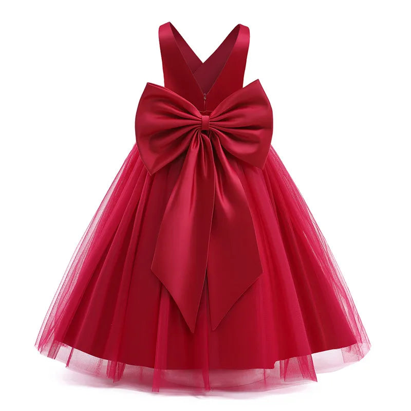 Girl Long White Bridesmaid Dresses For Wedding Prom Gown Big Bow Girls Party Dress Kids First Communiom Formal Evening Vestidos Good Vibrations
