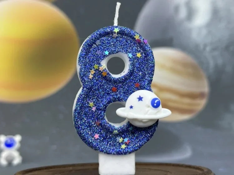 Number Birthday Candles Cake Party Decoration Birthday Candles Planet Universe Blue Boys and Girls Number0-9 Star Blue Party