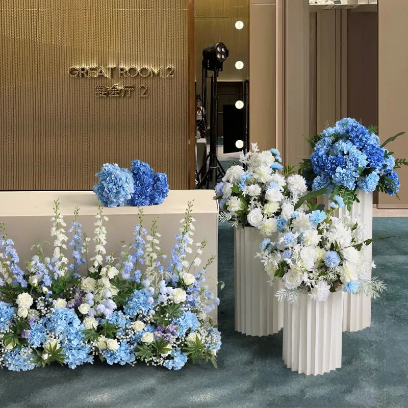 2m Rose Delphinium Flower Row Wedding Artificial Table Floral Commercial Plaza Partition Hotel Scene Layout Floor Flowers Decor Good Vibrations