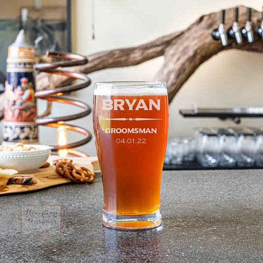 Personalized Custom Beer Mug Creative Transparent Glass Laser Engraved Pint Cup Wedding Party Favor Groomsmen Gift Good Vibrations