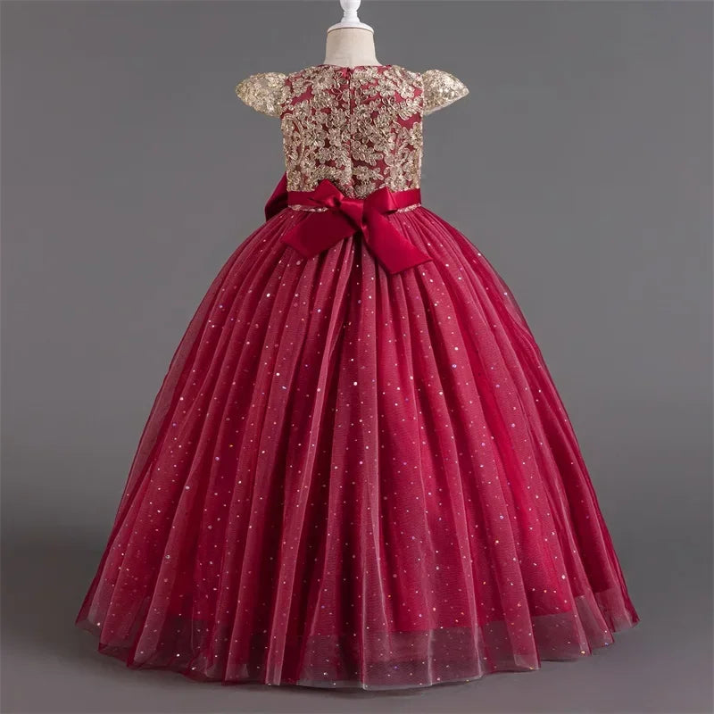 2024 Teen Girls Bridesmaid Flower Dresses for Wedding Elegant Luxury Party Sequin Lace Princess Evening Dress Birthday Prom Gown Good Vibrations