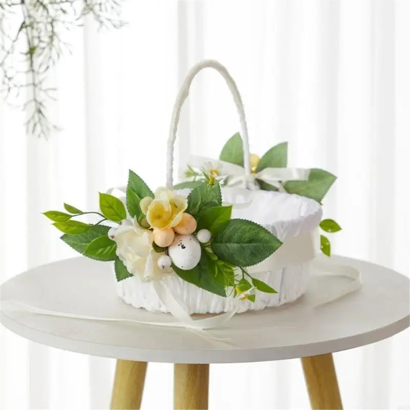 Natural Easter Theme Basket with Decorative Egg Flower For Couples And for Outdoor Activity Spring Event Good Vibrations