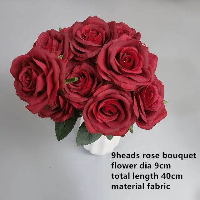Wedding Decor Rose red wine red artificial rose flower row road guide Hydrangea flower silk flower dropshipping Good Vibrations