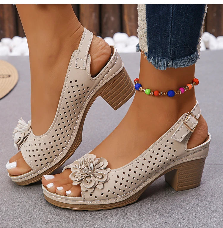 Women's Sandals Sweet Heels Sandals Summer Woman Shoes Fashion Heeled Sandalias Mujer Elegant Shoes Summer Footwear Women 2025 Good Vibrations