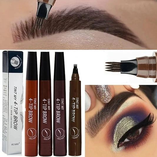 4D Microblading Eyebrow Pen 4 Forks Tip Eyebrow Tattoo Pencil Long Lasting Fine Sketch Liquid Eye Brow Make Up Good Vibrations