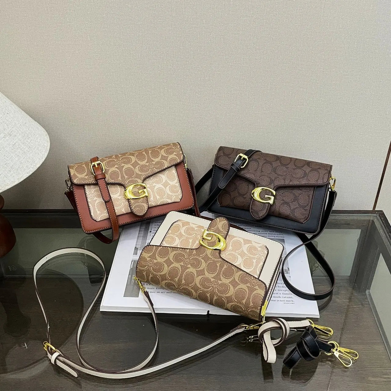 Famous Fashion Style Crossbody Bag Vintage Minimalist Leather Purse With Luxury Letter Logo & Large Capacity Tote Design Good Vibrations