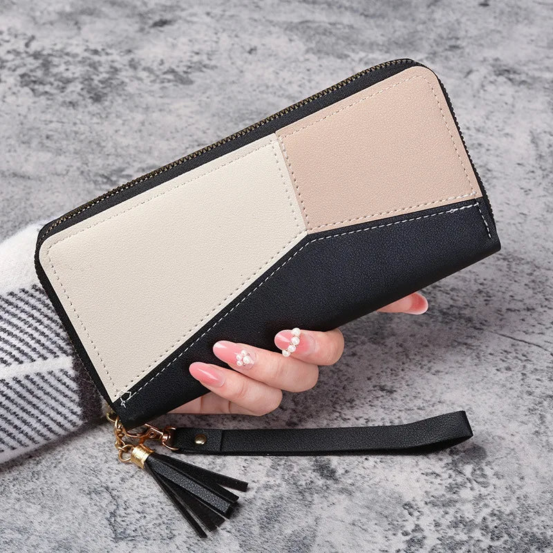 Women Large Capacity Wallet Long Zipper Durable Purse Clutch BagSimple Splicing Clutch Bag Fashion Japanese-K Good Vibrations