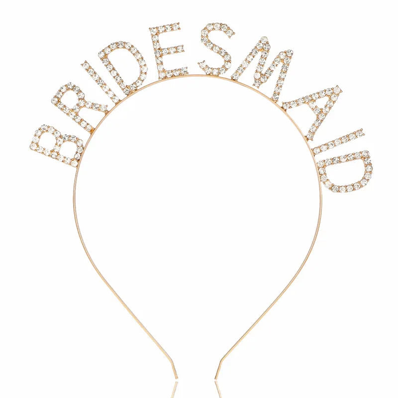 Bridesmaid Hair Accessories Rhinestone Headband Maid Of Honour Crystal Hairbands Team Bride Wedding Shower Party Jewelry Good Vibrations