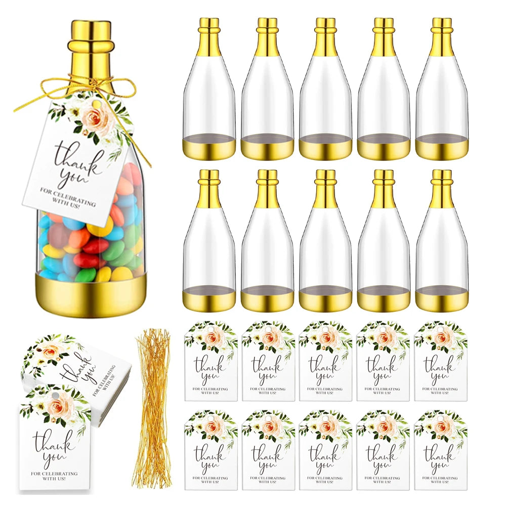 10set, Gold Champagne Bottle-Shaped Candy Gift Boxes, a Perfect Choice for Weddings and Parties. Good Vibrations