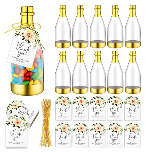 10set, Gold Champagne Bottle-Shaped Candy Gift Boxes, a Perfect Choice for Weddings and Parties. Good Vibrations