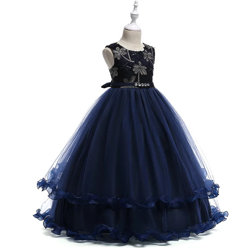 Elegant Bridesmaids Flower Party Girls Dress Embroidery Birthday Wedding Princess Dresses For Girls School Evening Prom Costumes Good Vibrations
