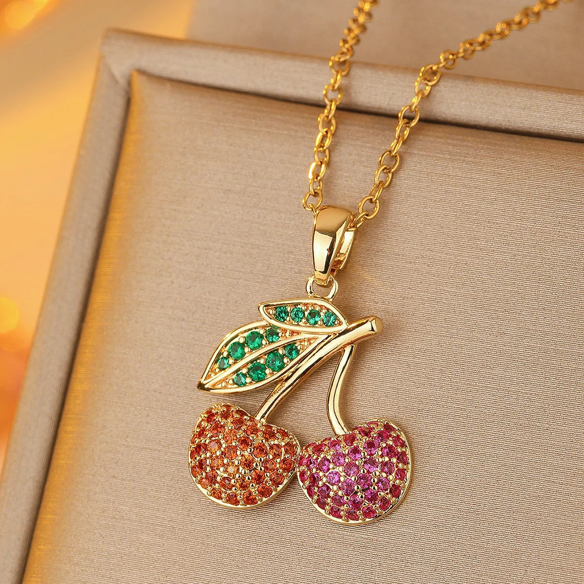A Cherry Necklace Pendant, Copper Material Inlaid With Zircon Series, Fashionable And Simple Ins Style Good Vibrations Adult Super Store