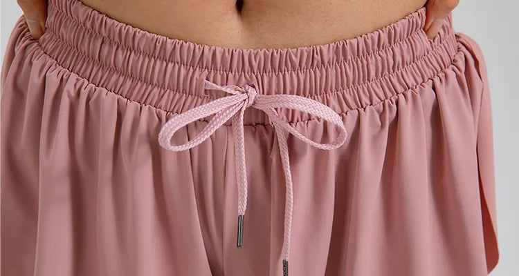 2 in 1 Flowy Sports Shorts Women Running Short Butterfly Tennis Skirt with Pockets Gym Yoga Athletic Biker Spandex Skirts Summer Good Vibrations