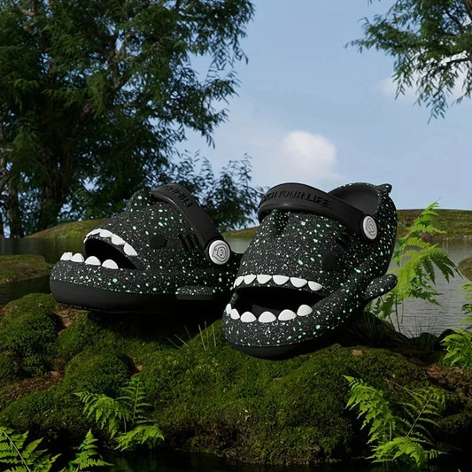 Kids' Shark Luminous Sandals Slip-On Waterproof Breathable Lightweight Non-Slip Casual Shoes for Boys and Girls Strap Slippers Good Vibrations