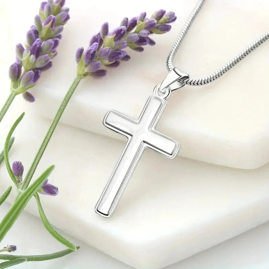 Card And Gift Box Packaging, Stainless Steel Cross Necklace, Fashionable And Versatile Necklace, To My Step Up Dad, Father's Day Good Vibrations