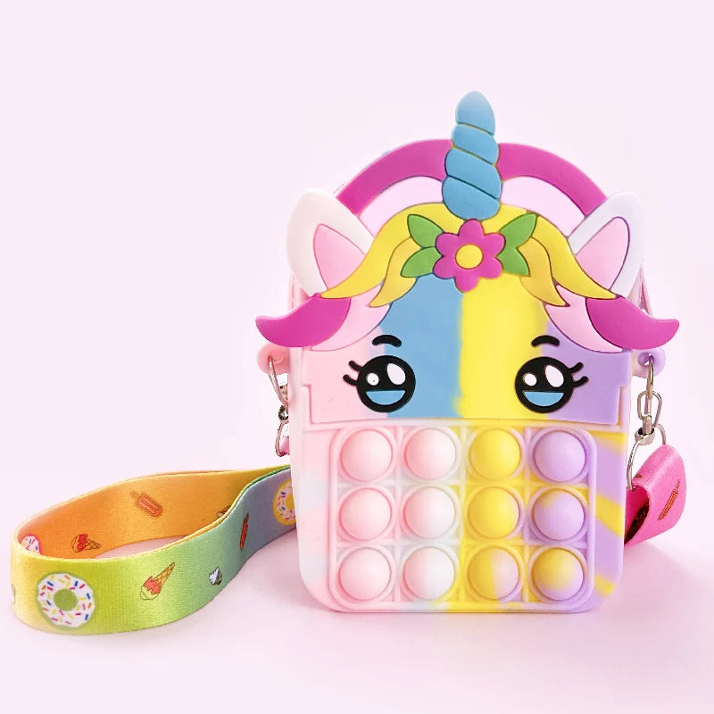 Pop Purse Silicone Sensory Push Pop Bubble Bag Crossbody Bag Antistress Toys Reliver Autism Handbag Coin Pouch for Kids Good Vibrations