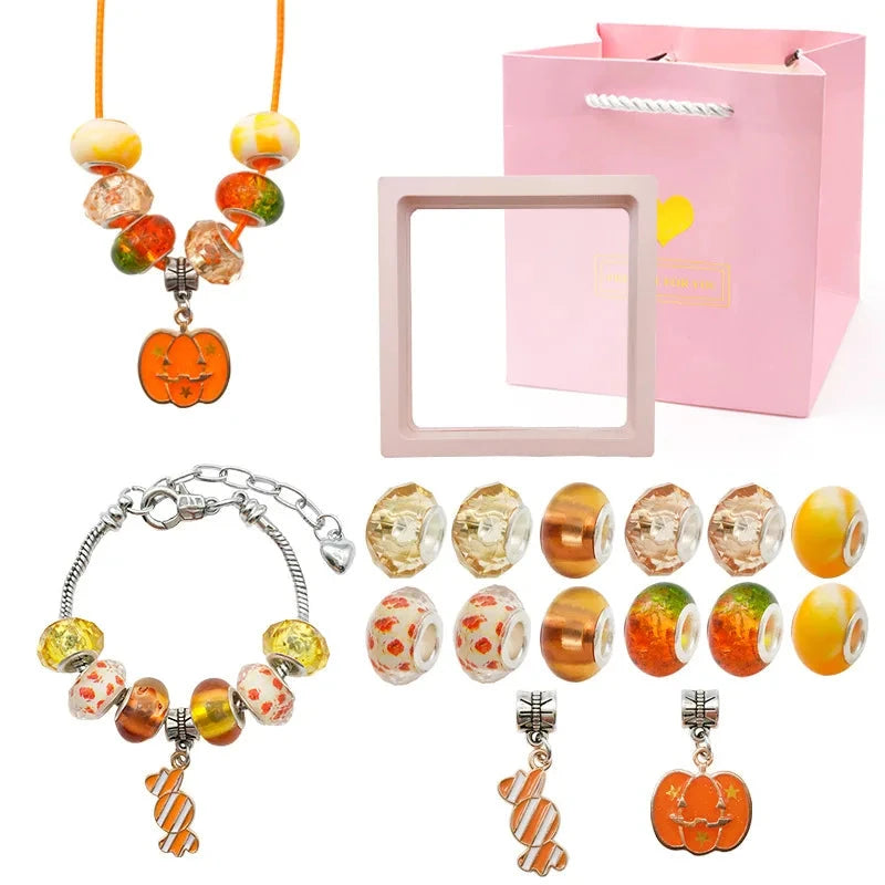 Charm Bracelet Making Kit for Girls Kids Jewelry Making Kit DIY Charm Bracelet Necklace Kit for Crafts Birthday Easter Gifts Good Vibrations