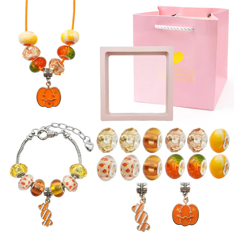 Charm Bracelet Making Kit for Girls Kids Jewelry Making Kit DIY Charm Bracelet Necklace Kit for Crafts Birthday Easter Gifts Good Vibrations