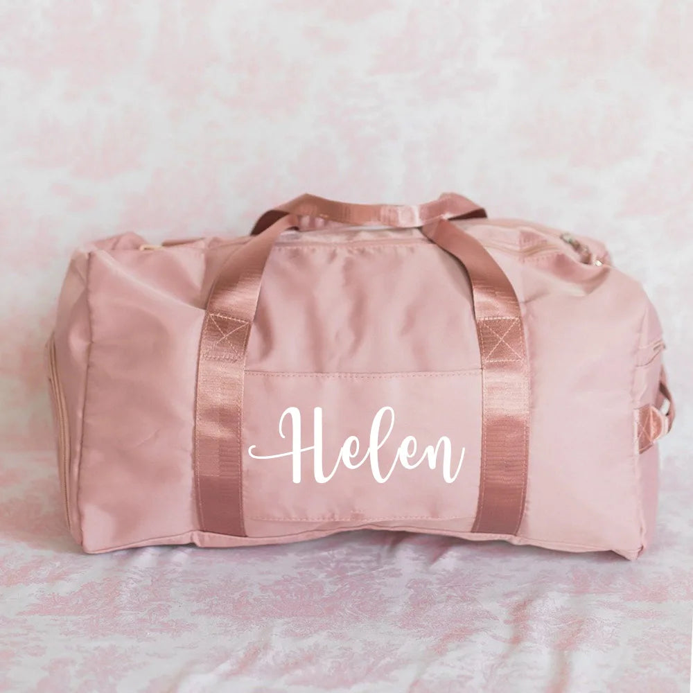 Personalized Duffle Bag with Name Birthday Gift for Her Wedding Gift for Bridal Party Gifts Large Weekender/Gym Bags Good Vibrations
