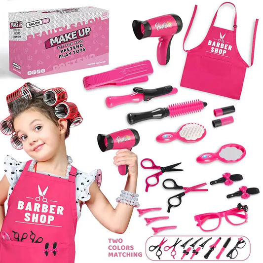 17pcs  Girls Beauty Salon Set, Pretend Play Hair Cutting Kit, Hairdresser Toy With Hair Dryer, Scissors, Barber Apron And Stylin Good Vibrations