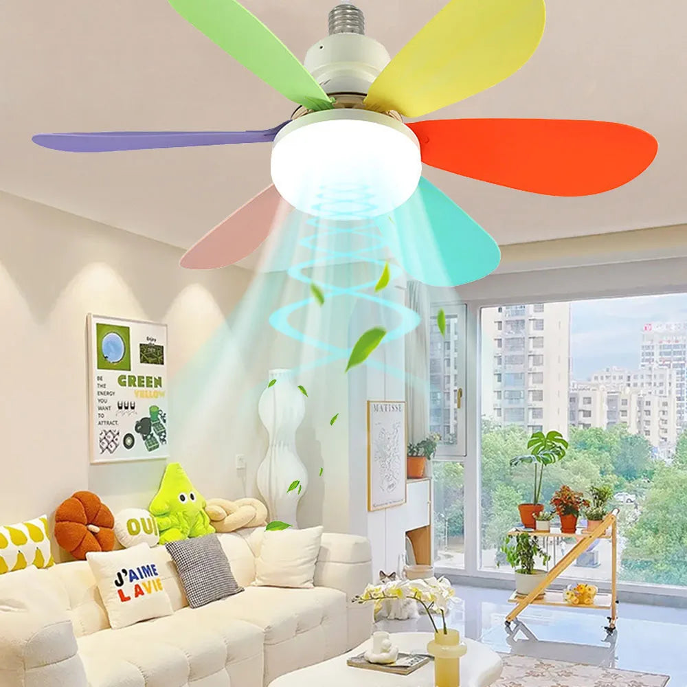 Socket Fan Light Ceiling Fans with Lights and Remote Control,Dimmable LED Ceiling Fan for Room,Bedroom,Living Room,Garage,Kitche