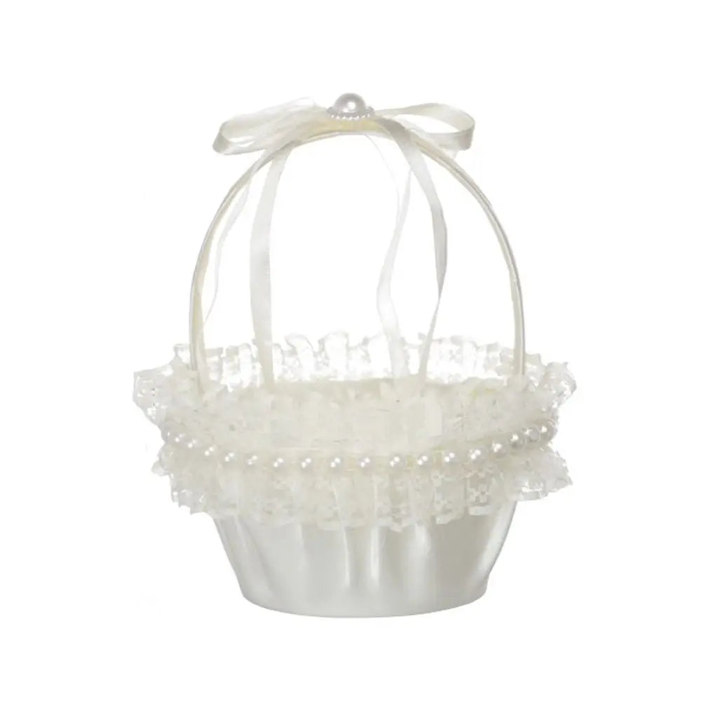 Fashion Lace Wedding Flower Basket Rose Flower Ribbon Bow Satin Bow Hanbag Tote Bag Storage Bag Flower Girls Basket Party Good Vibrations