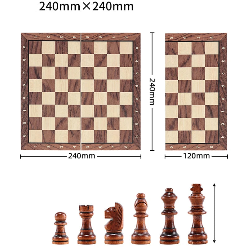 Chess Set - Magnetic Foldable Portable Solid Wood Chess Board - Educational Games for Students and Kids - Christmas Gift Good Vibrations