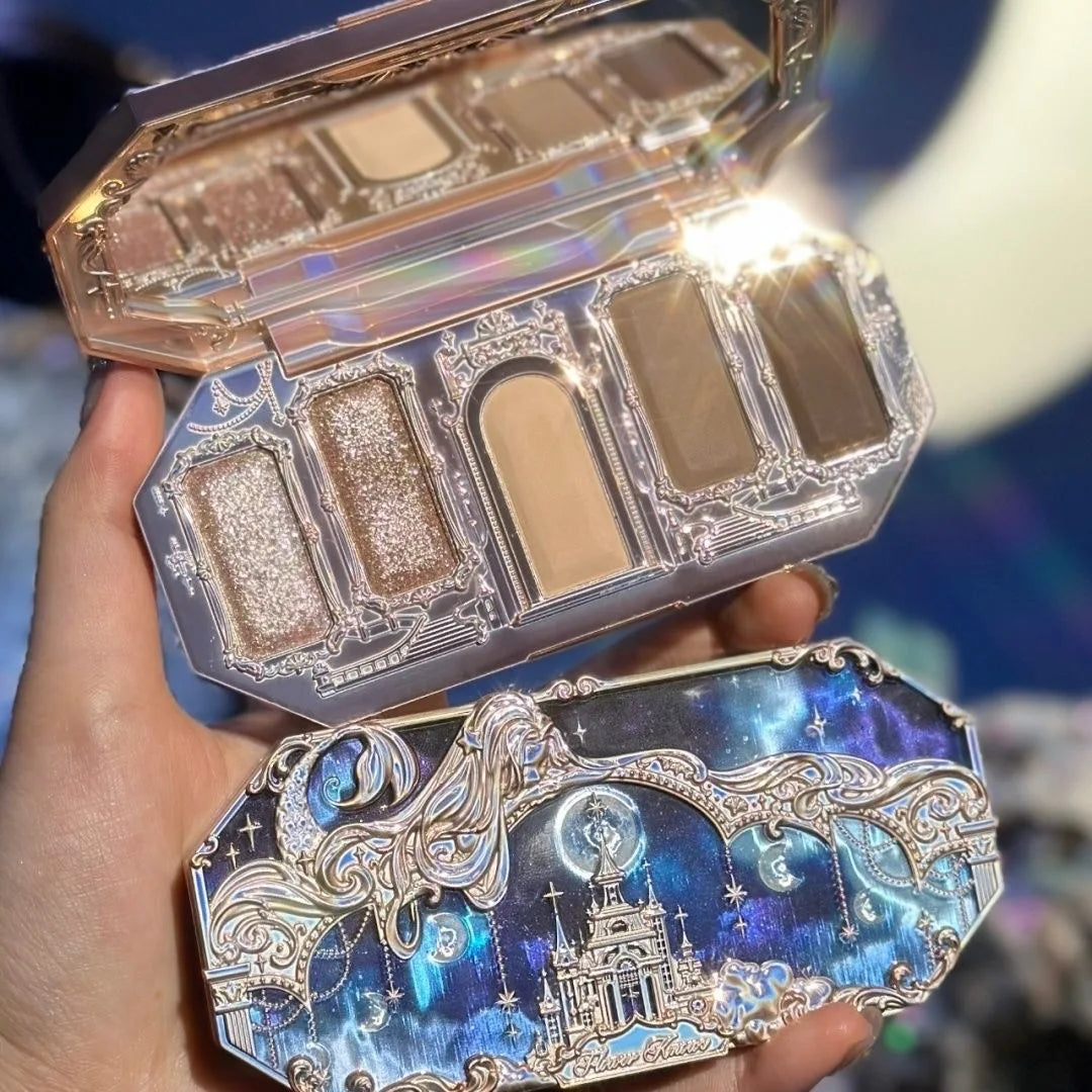 Flower Knows Moonlight Mermaid Eyeshadow Delicate Matte Glow Shimmer Chameleon Waterproof 5 Color Glitter Eye Shadow Palette Good Vibrations