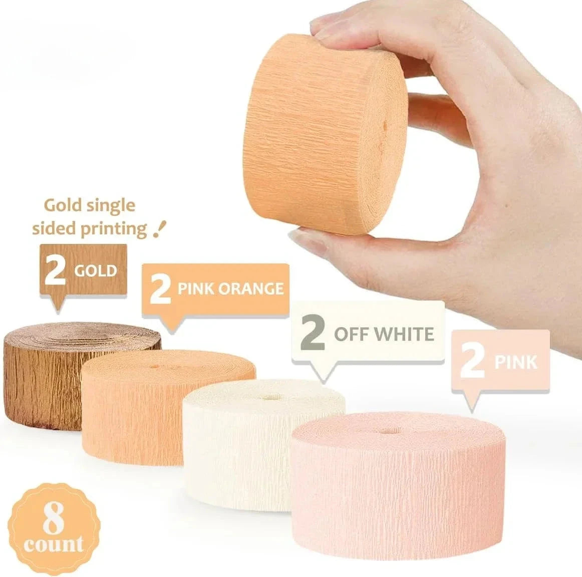 Fall Wedding Decor Gold Orange Pink Beige Crepe Paper Streamers Boho Party Decoration for Wedding Bachelorette Birthday Supplies Good Vibrations