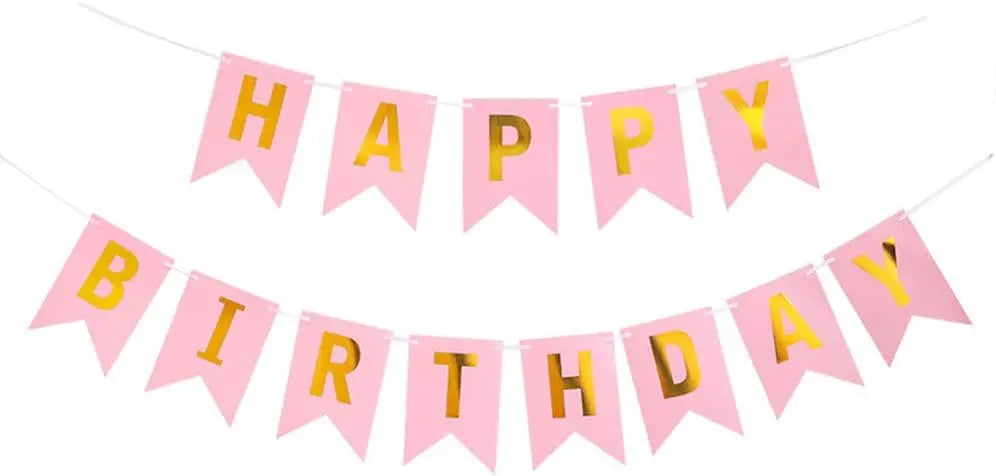 Happy Birthday Banners,Foil Curtain,Pom Poms Flowers,Hanging Swirls,Tissue Paper Balloon For Girls Birthday And Baby Birthday Good Vibrations